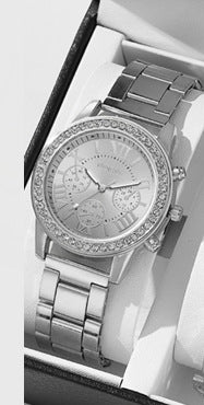 Women's Three-eye Quartz Diamond-embedded Watch